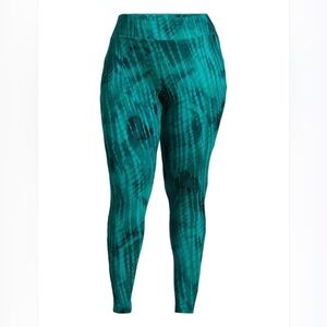 Terra & Sky High Rise Leggings blue green tie-dye 1X EUC